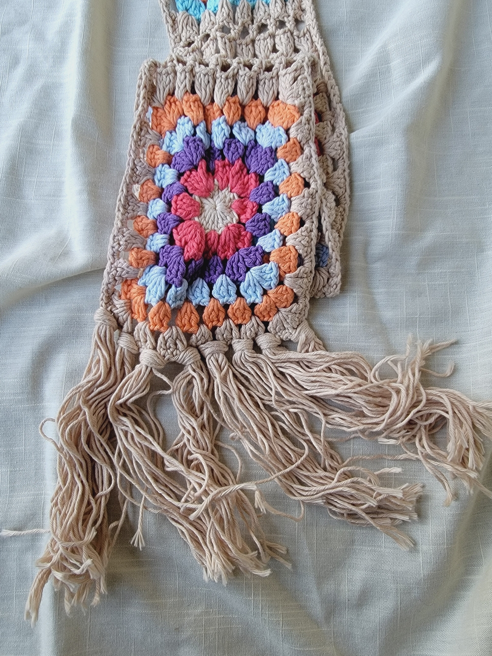 Tricia Fix Multicolor Crochet Granny Square Tote w/scarf Set Sample NO TAGS - Picture 13 of 13